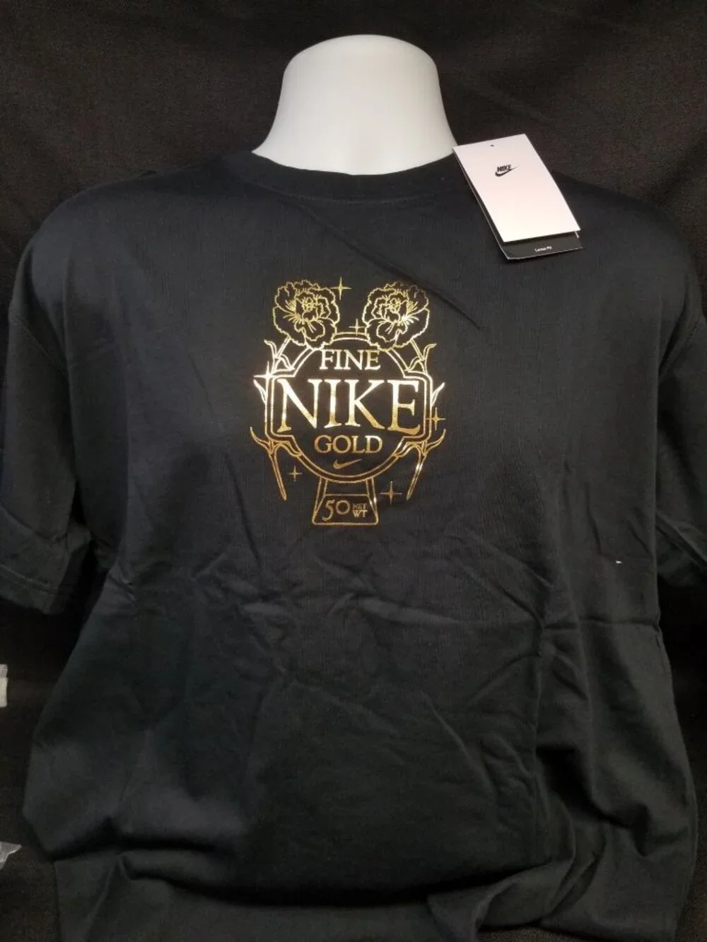 Nike Men's Fine Nike Club Crew T-Shirt Black Size L NEW WITH TAGS